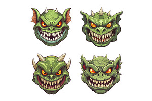 Orc and goblin heads cartoon vector, an Animal Illustration by Valerie Bodnar