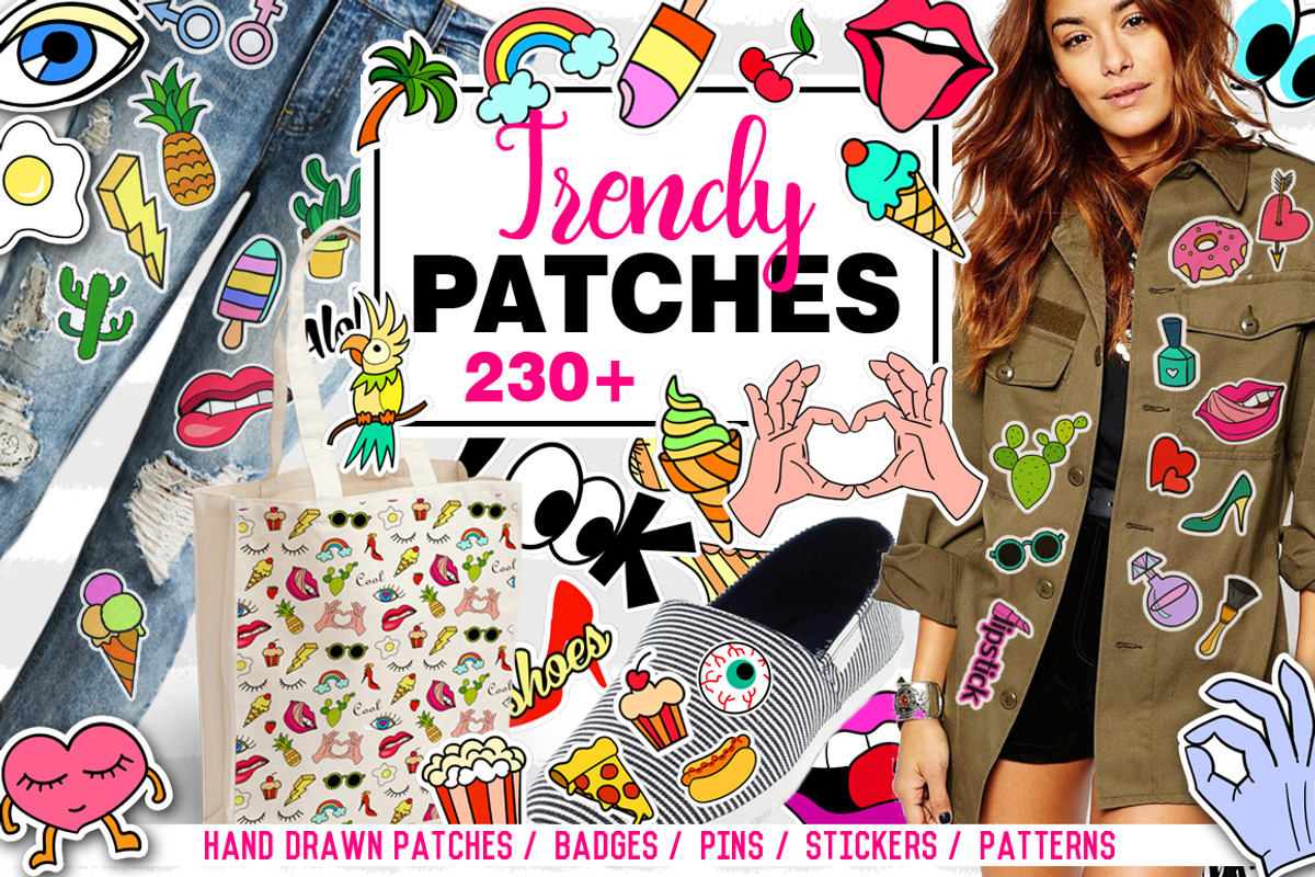 Trendy Patches big set + 12 patterns, a Graphic by mary_shop