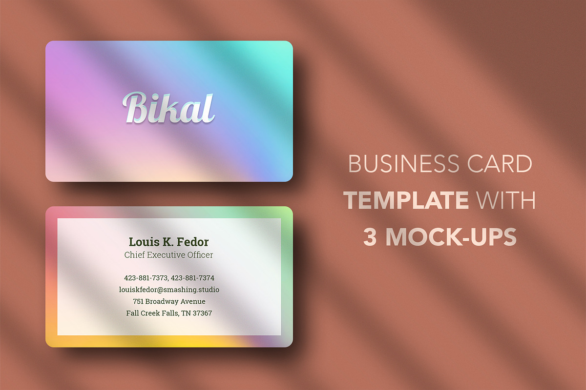 Business card Template & 3 Mock-up, a Business Card Template by Smashing_Studio (Photo 1 of 4)