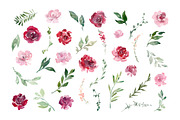 Watercolor Red Blush Pink Flowers, an Illustration by GraphicsDish (Thumbnail 2 of 6)