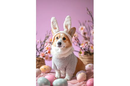 Easter cute dog in hat with bunny, an Animal Photo by Yulia Furman