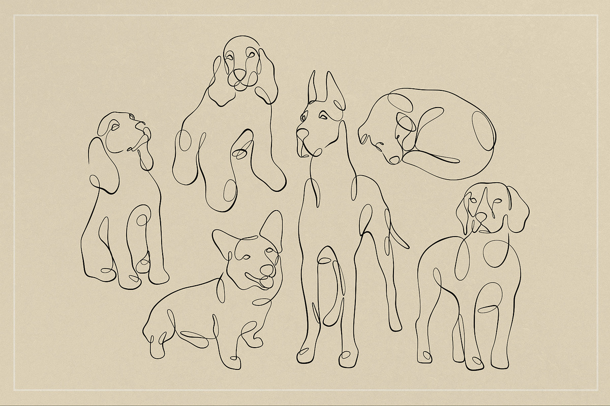 Dog - one line illustrations, an Animal Illustration by Anna.Klets (Photo 5 of 12)