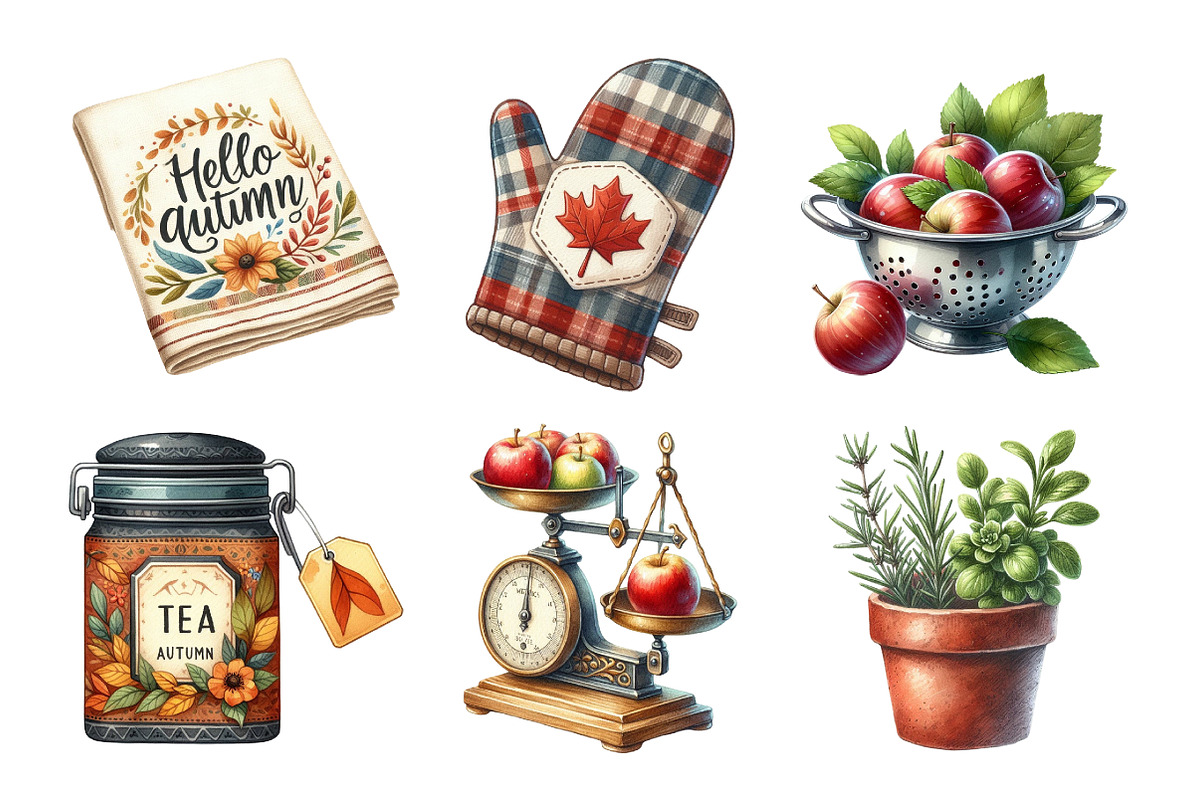 Kitchen-Themed Autumn Clipart Bundle, an Illustration by Daily.Designs (Photo 3 of 5)