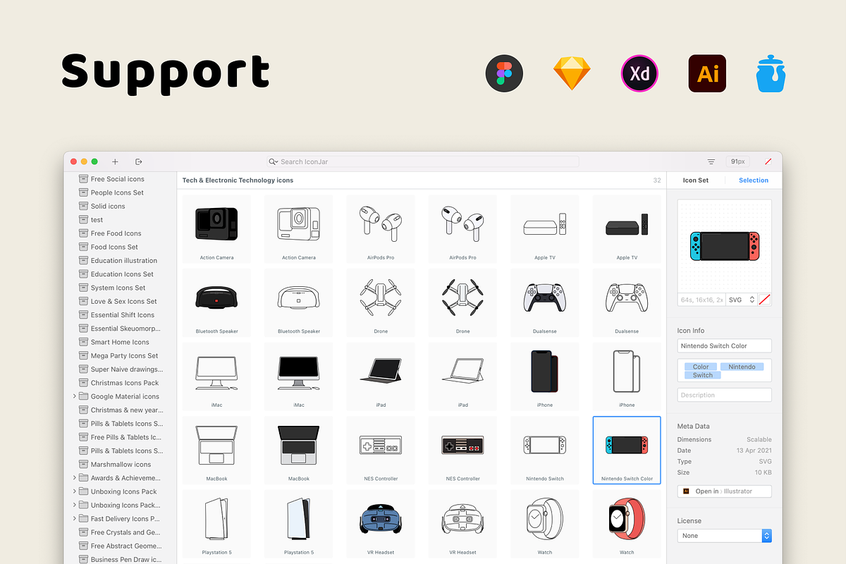 Tech & Electronic Technology icons, an Outline Icon by Amazing Custom Icons (Photo 5 of 5)