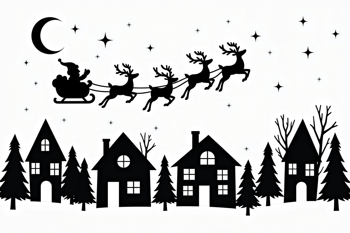 Xmas Reindeer Scene Silhouettes, an Illustration by musafir_fashion (Photo 20 of 21)