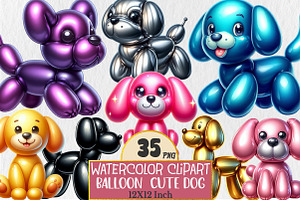 Balloon Dog Sublimation Clipart, an Animal Illustration by Rose Art