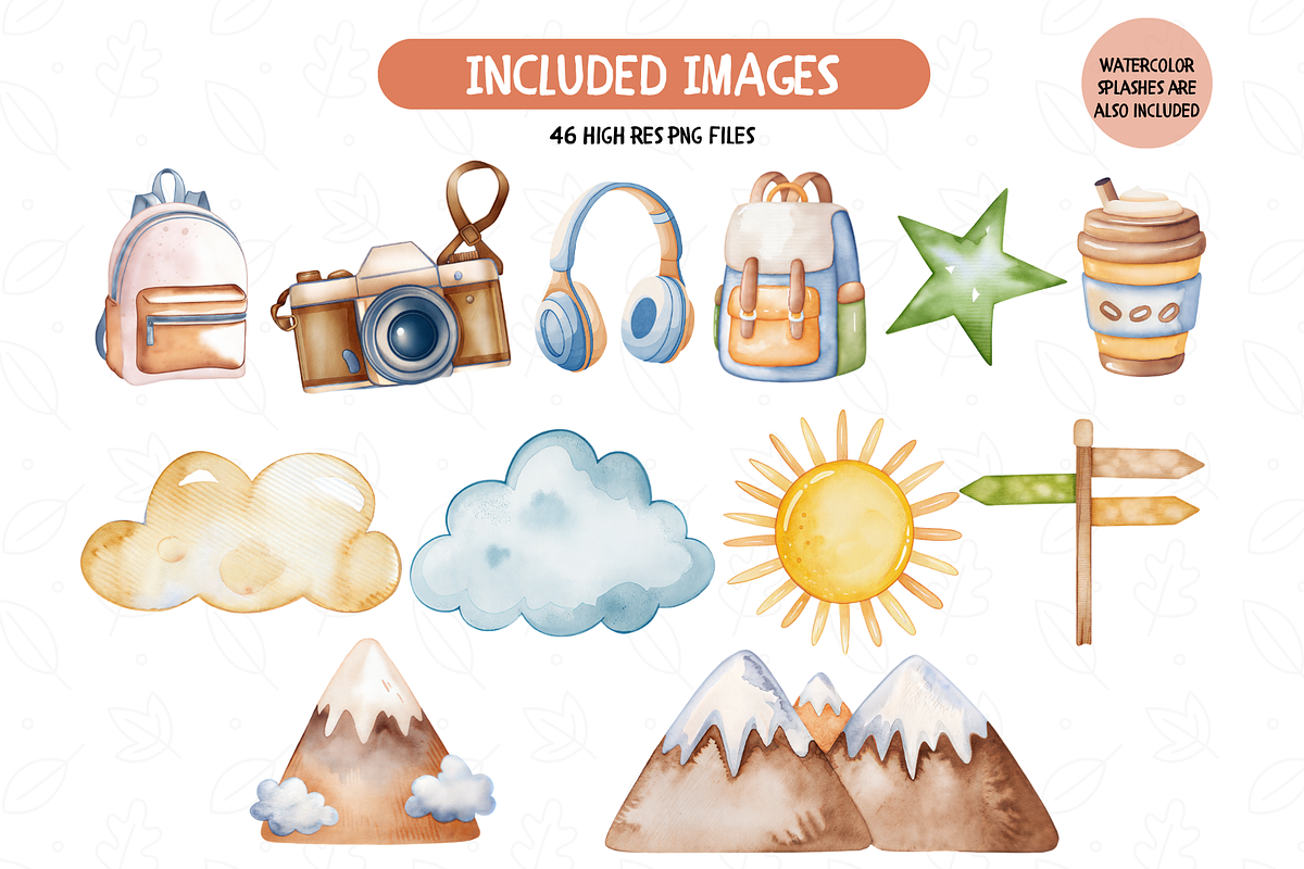 Watercolor Travel Collection Clipart, an Illustration by TatiMockup (Photo 4 of 5)