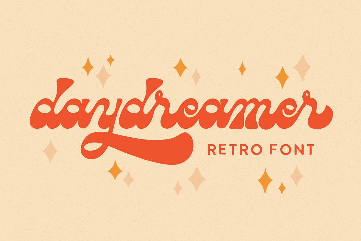 Daydreamer Retro Font, a Script Font by Rachel Kick (Photo 1 of 7)
