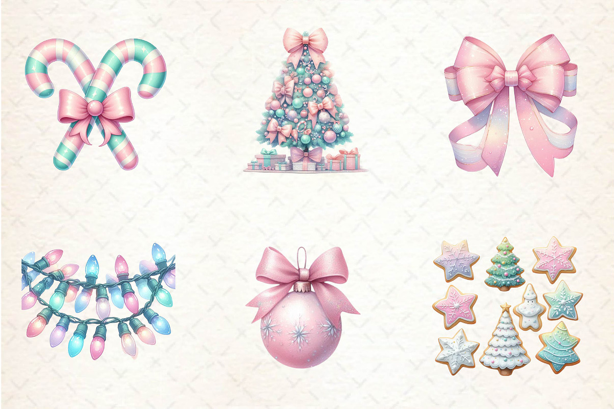 Pastel Preppy Christmas Sublimation, an Illustration by CreationArt (Photo 2 of 5)