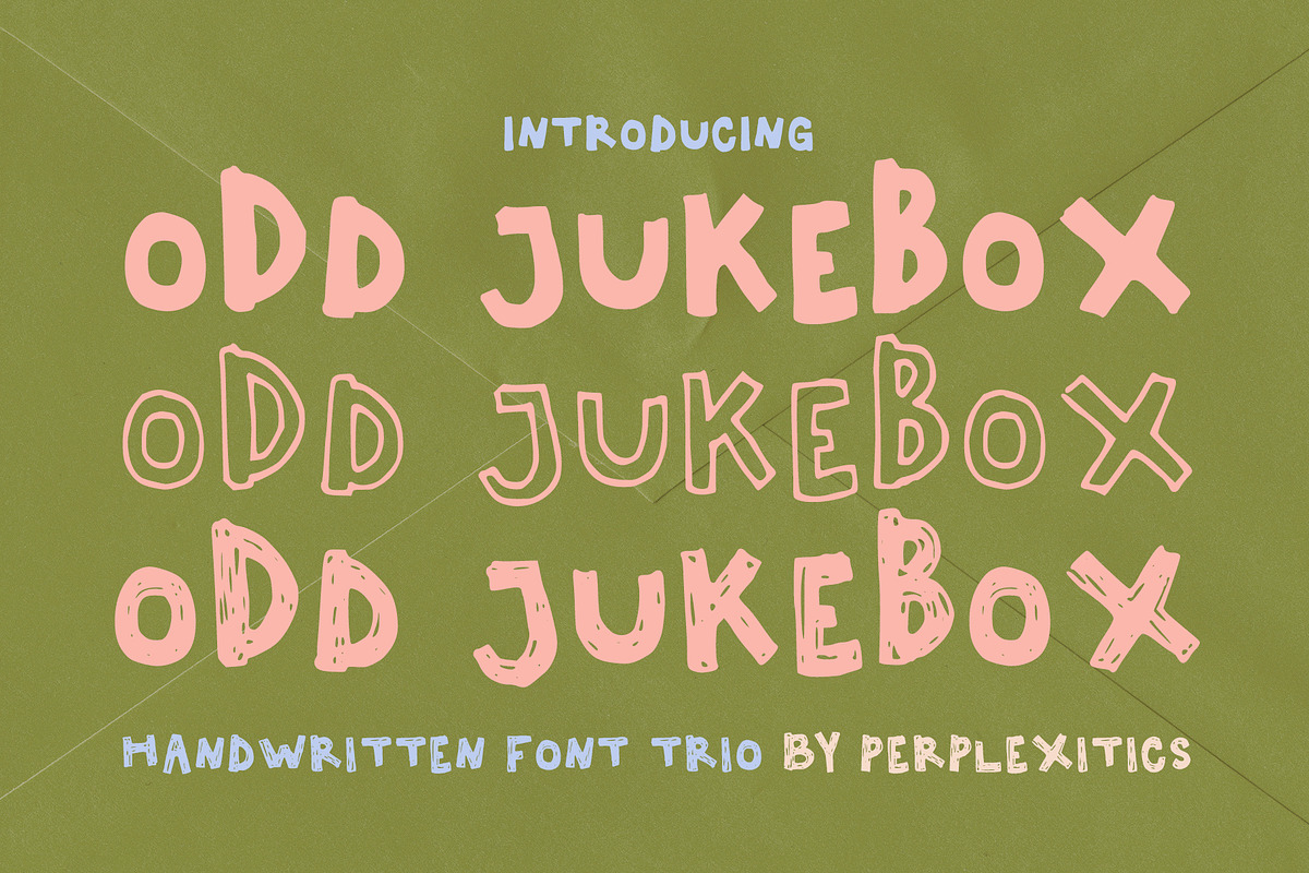 Odd Jukebox Hand-drawn Font Trio, a Handwritten Font by Perplexitics (Photo 1 of 10)