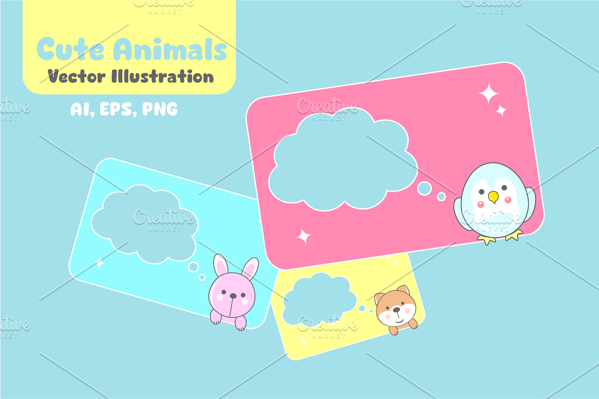 Cute Animals vector illustration, an Object Graphic by VL Shop (Photo 3 of 3)