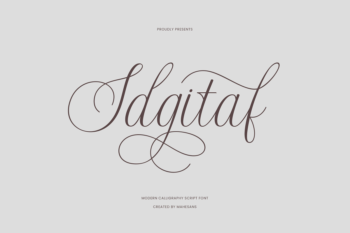 Idgitaf | Calligraphy Script Font, a Script Font by Mahesans Co (Photo 1 of 10)