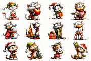 Whimsical Christmas Cat Clipart, an Illustration by OK Design (Thumbnail 5 of 6)