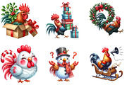 Christmas Funny Rooster Clipart, an Illustration by DreamArtGraphic (Thumbnail 2 of 3)