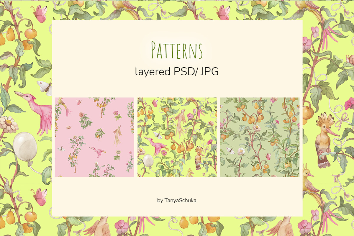 Watercolor plants Graphics patterns, a Pattern Graphic by TanyaSchuka (Photo 2 of 12)