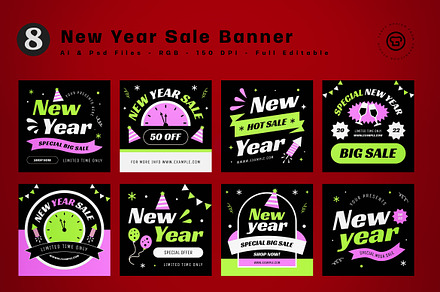 New Year Sale Banner, an UI Kit Template by graphicook