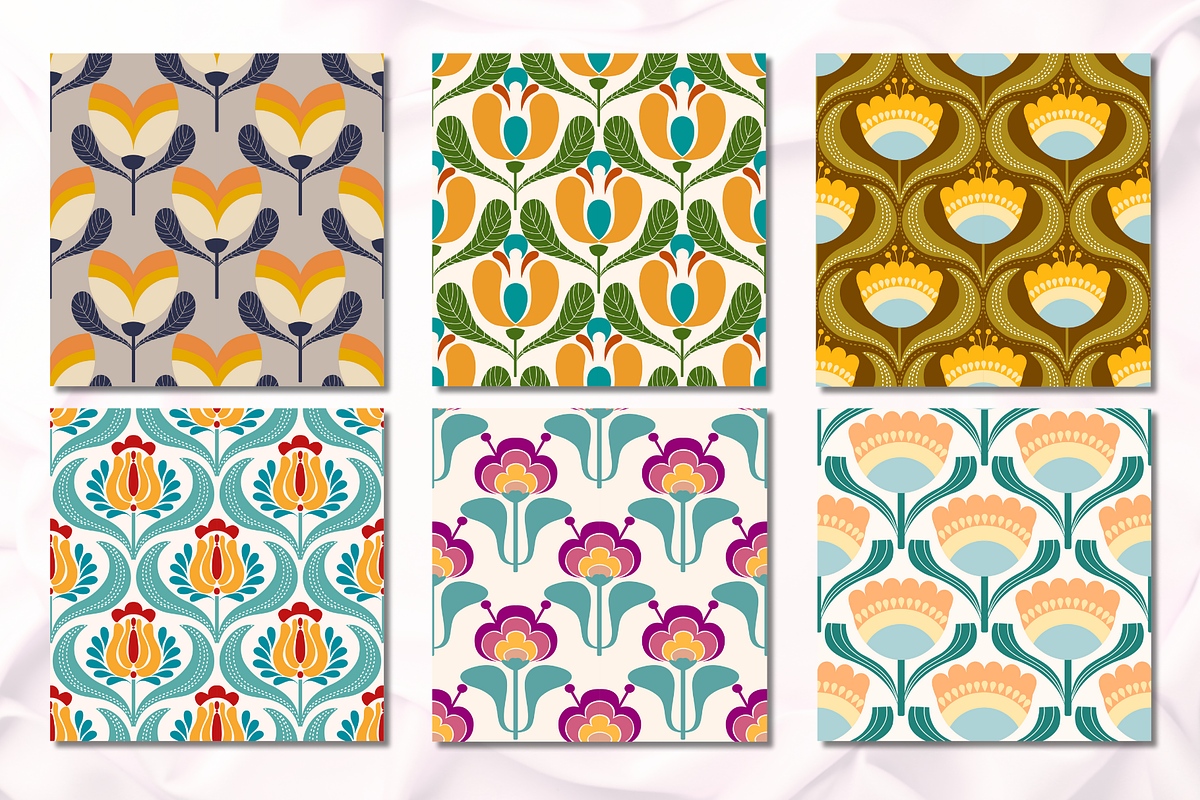 Retro Floral Patterns, a Pattern Graphic by wind mill