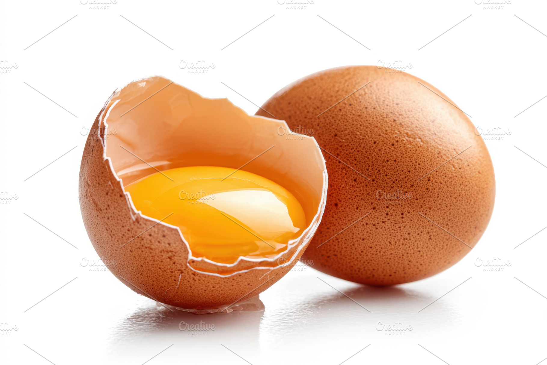 Cracked eggshells with yolk, a Food & Drink Photo by AlyaAnd