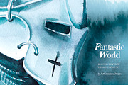 Watercolor Fantastic World Clipart, a Person Illustration by ArtCreationsDesign (Thumbnail 18 of 23)