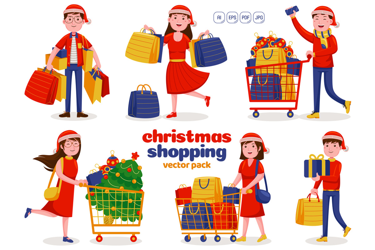 Christmas Shopping Vector Pack, an Object Graphic by MEDZ (Photo 2 of 3)