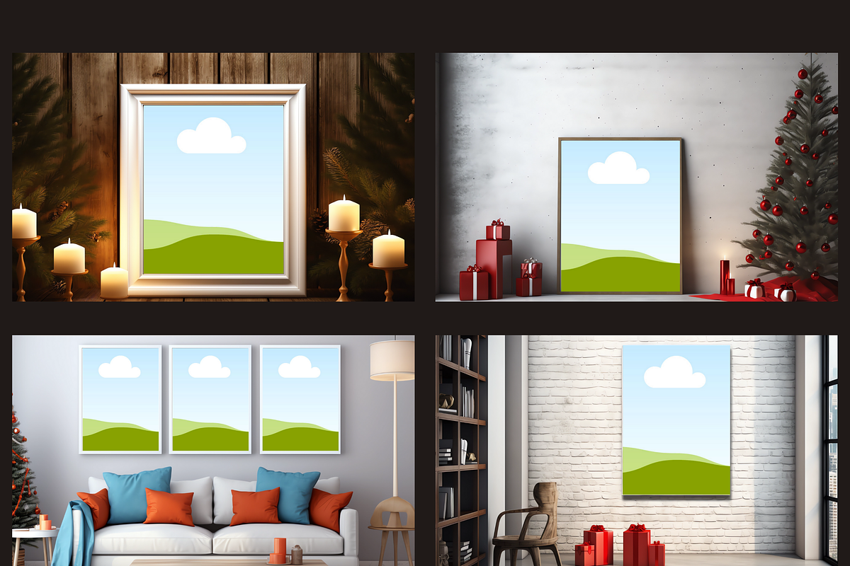 Square Christmas Wall Art Mockup, a Merchandise Mockup by LA Design (Photo 5 of 10)