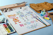 Watercolor Robots Party, an Animal Illustration by antuanetto (Thumbnail 10 of 15)