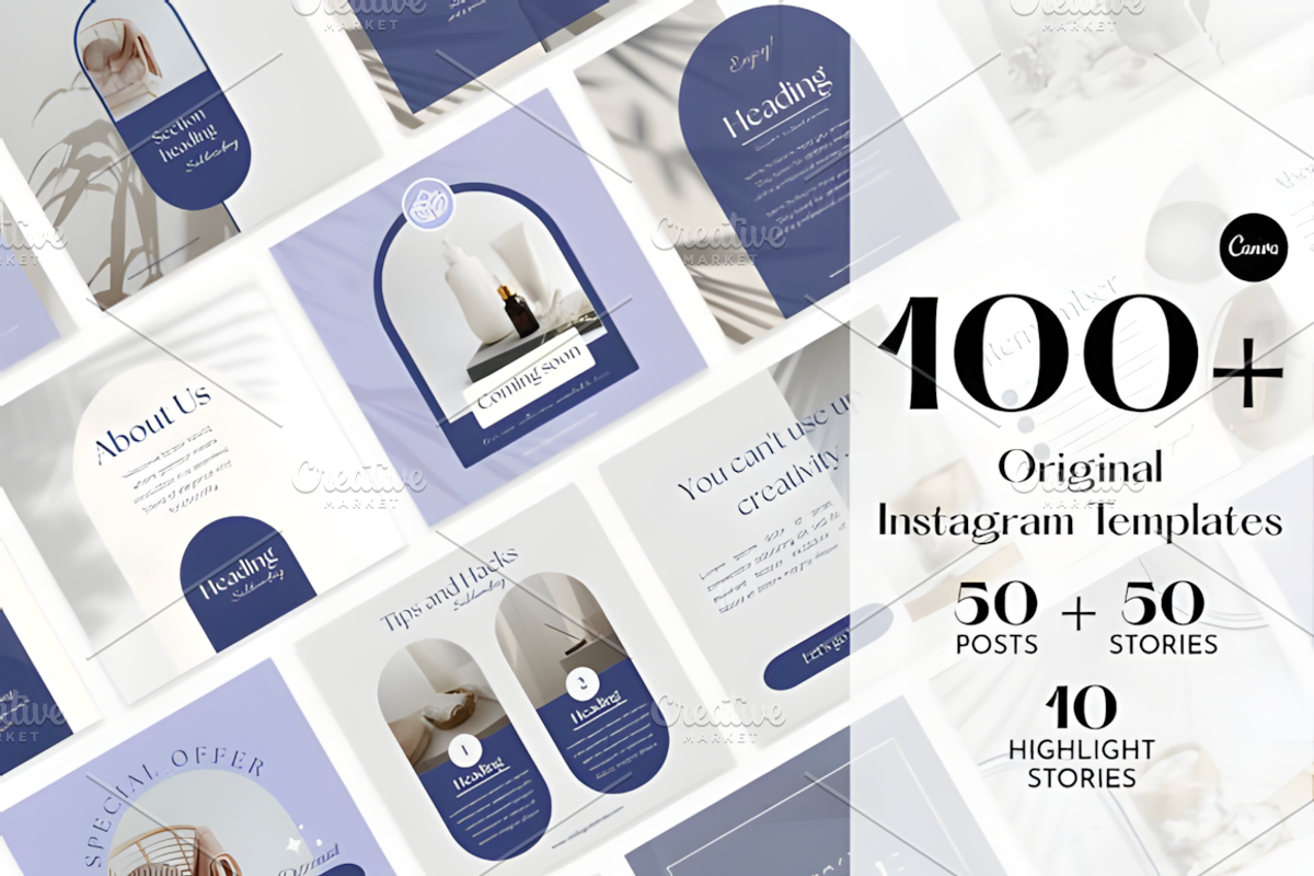 Aesthetic Blue Instagram Templates, a Social Media Template by Ink Gallery (Photo 1 of 5)