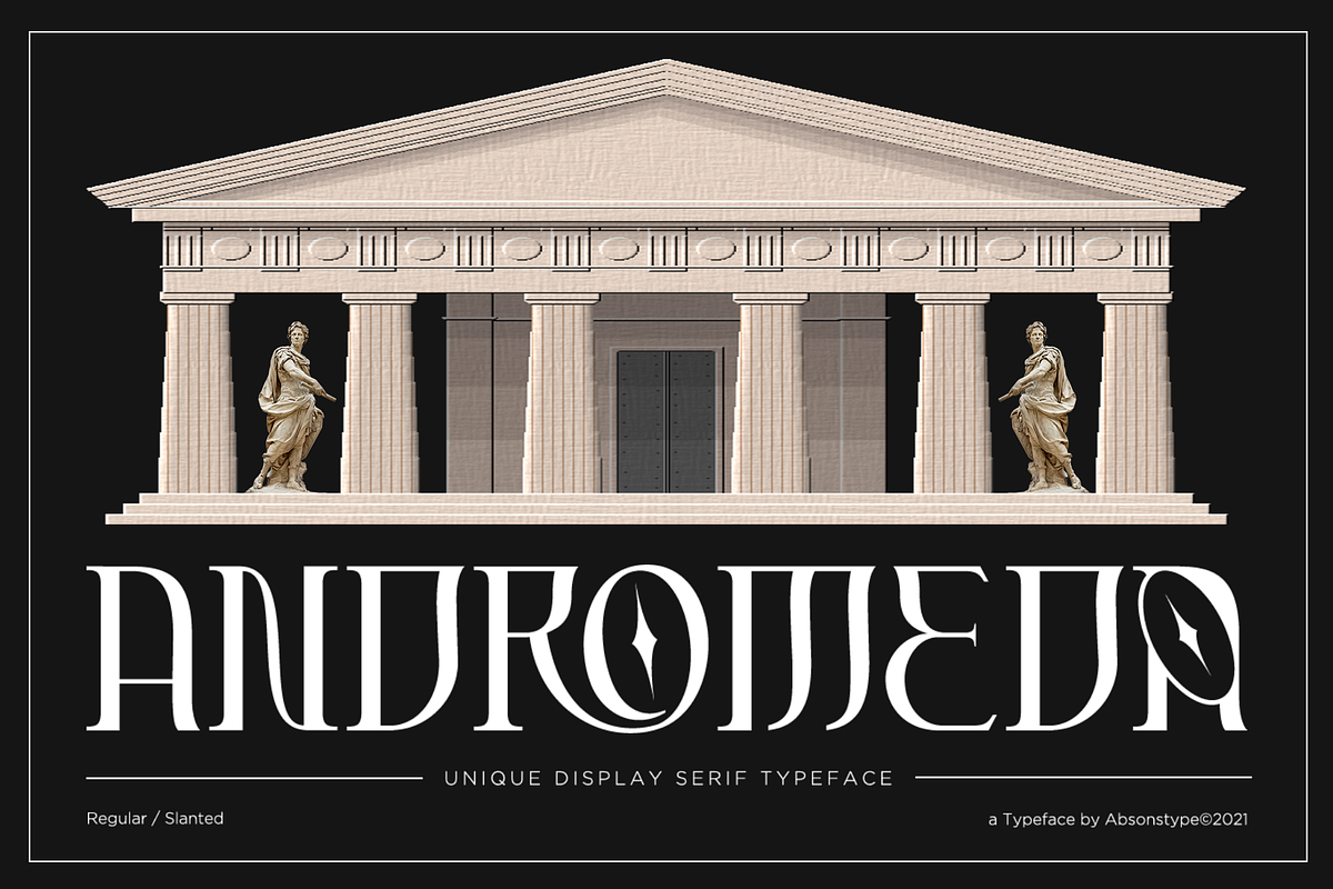 Andromeda Unique Display Typeface, a Serif Font by Absonstype (Photo 1 of 11)
