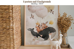 Boho Baby Animal Watercolor Set