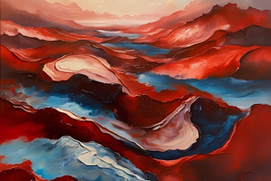 Paint landscape red abstract image, an Abstract Photo by ComfortQ