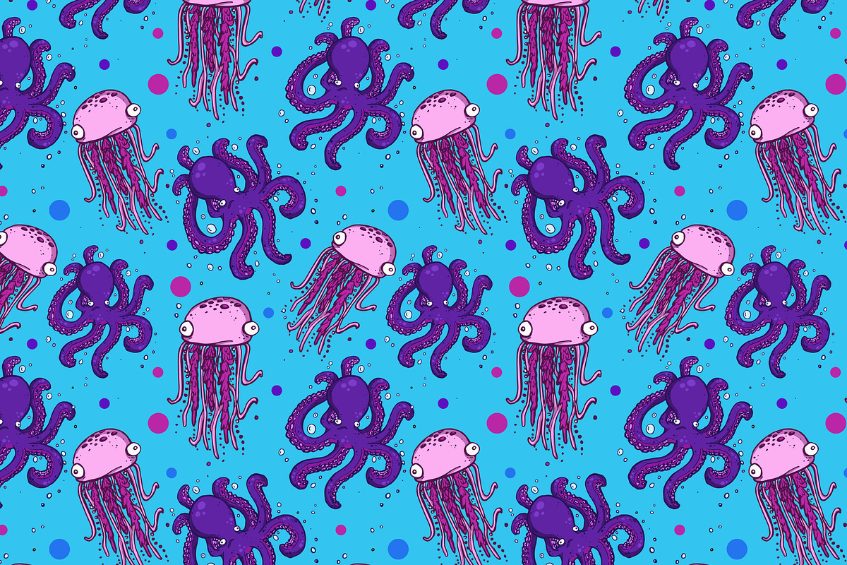 Awkward Sea Critters Pattern, a Pattern Graphic by Lauren R (Photo 2 of 2)