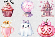 Watercolor Pink Halloween Clipart, an Illustration by Black Bird Studio (Thumbnail 6 of 6)