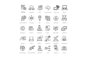 Office and coworking icons, a Technology Illustration by Tettygreen