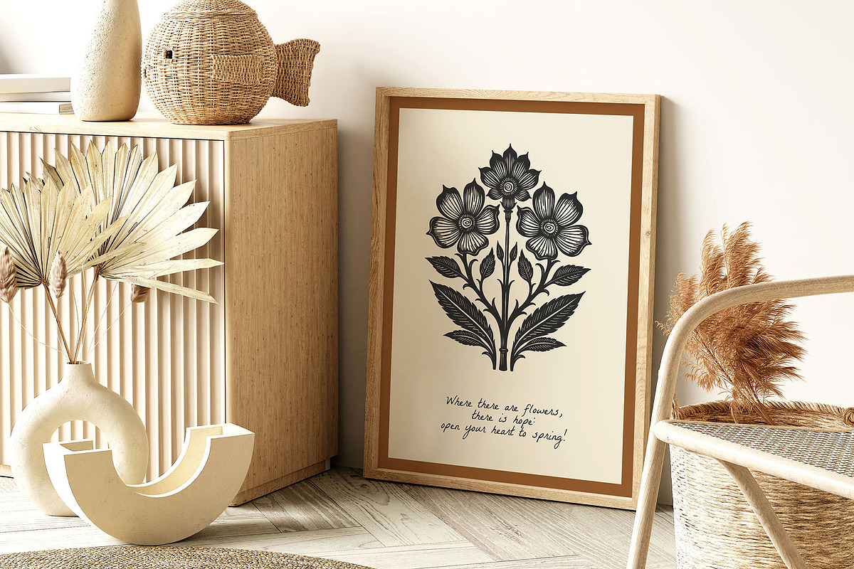 Linocut Flowers #2 | Poster Builder, an Object Graphic by KetteCreate (Photo 6 of 13)