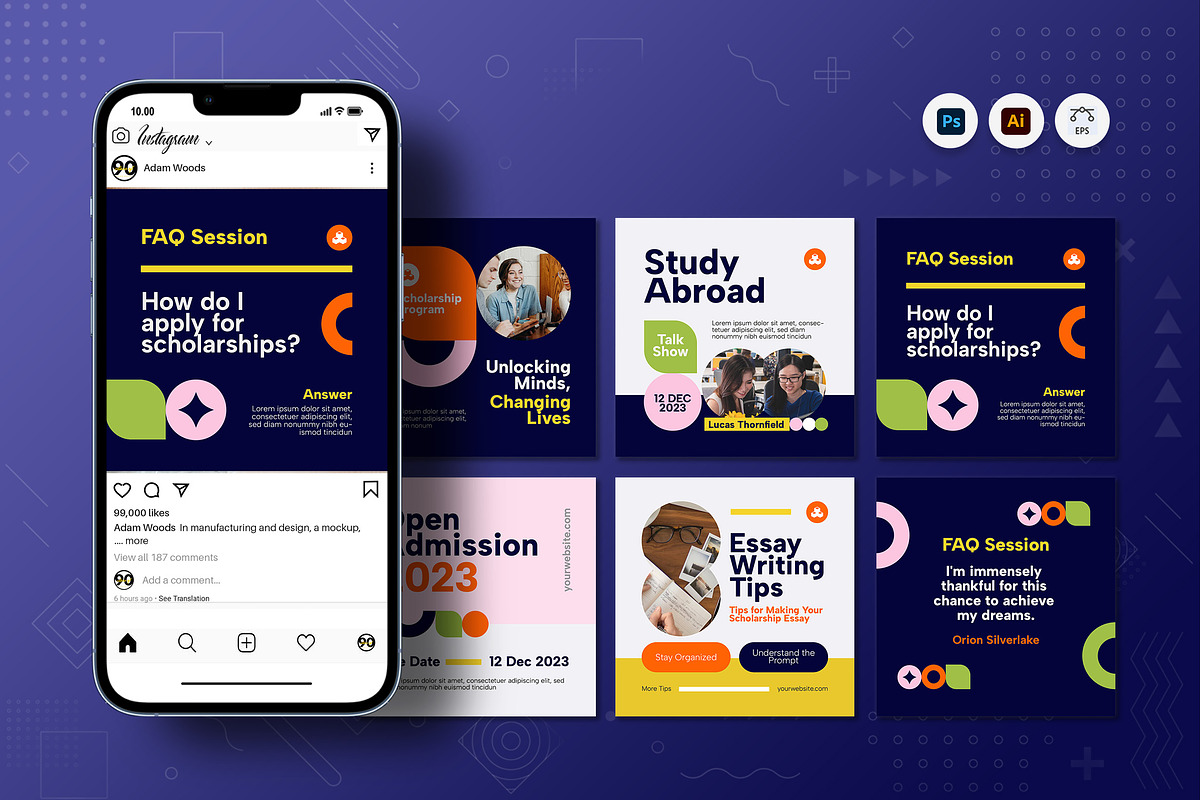Scholarship Instagram Post, a Social Media Template by Fannan Studio
