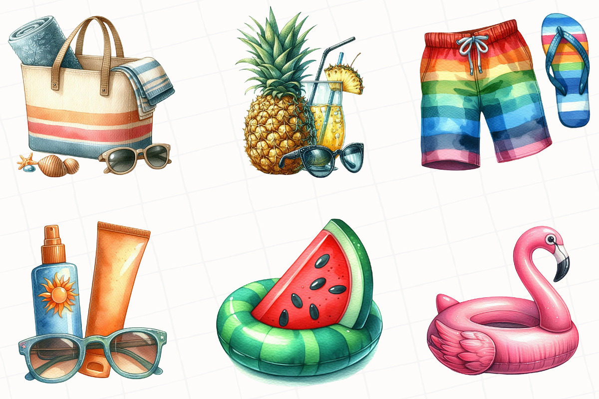 Summer Pool Party Clipart, an Illustration by OK Design (Photo 5 of 5)