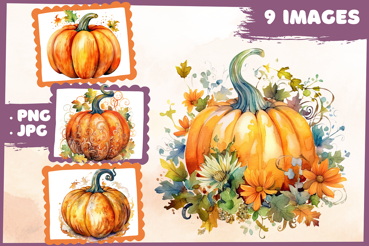 Whimsical Pumpkins Clip Art, a Seasonal Illustration by Whimsy & Wishes (Photo 2 of 5)