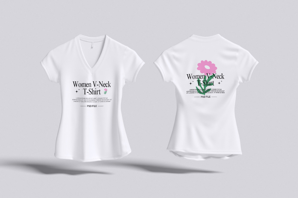 Women V-Neck T-Shirt Mockup, a Shirt Mockup by Rielismee (Photo 4 of 6)