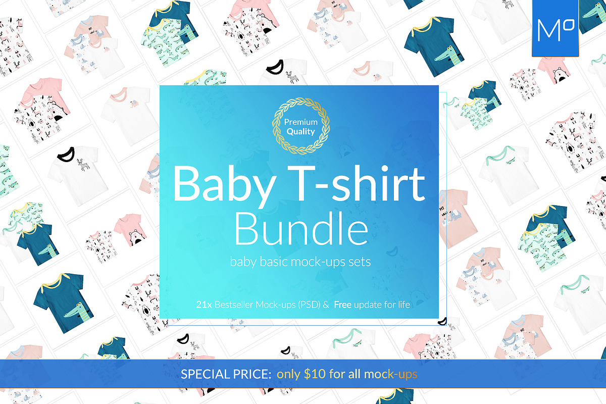 Baby T-shirt Bundle 21x Mock-ups, a Books & Magazine Mockup by Mocca Mockups Store (Photo 1 of 3)
