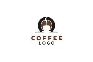 Coffee Bean Cup Cafe Bar Logo