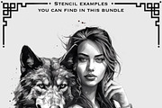 Forest & Wolves tattoo flash bundle, a Brush Add-On by ProcreateInk (Thumbnail 8 of 10)