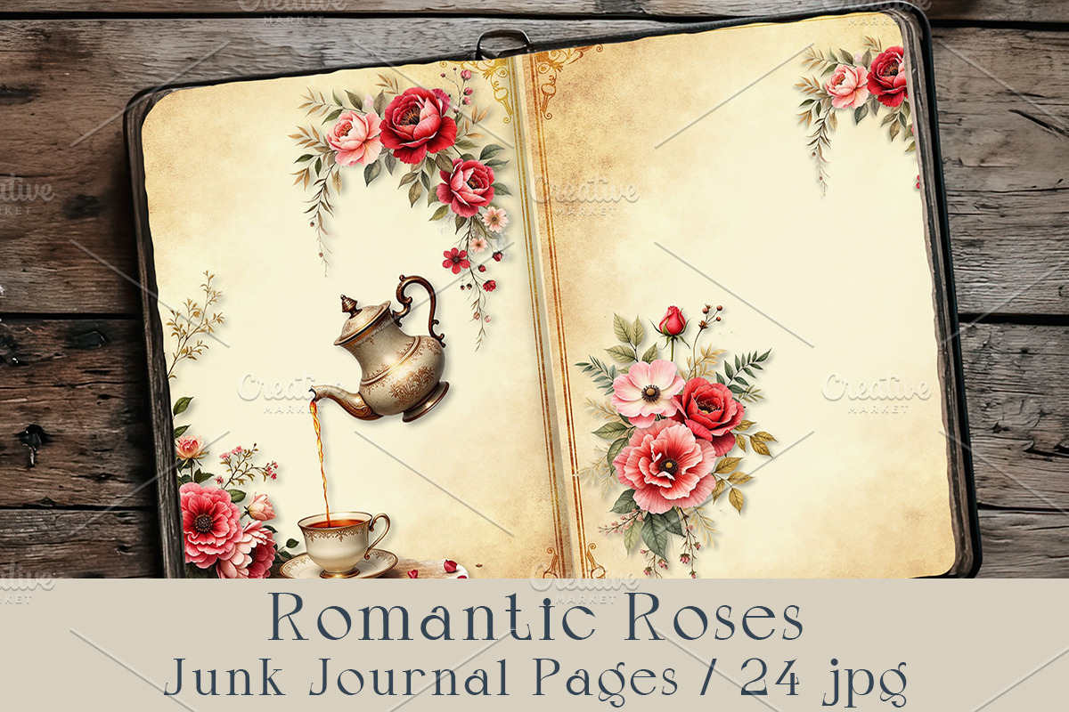Romantic Roses Junk Journal Pages, a Decorative Illustration by GalaDesign03 (Photo 1 of 6)