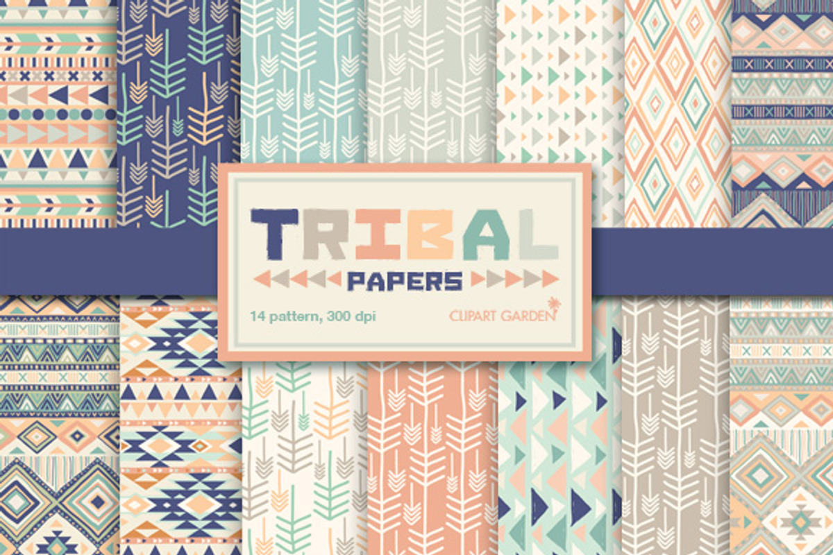 14 Tribal aztec Digital Papers Pack.