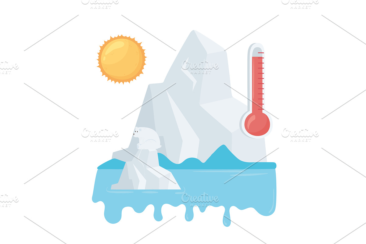 glacier global warming, an Illustration by studiogstock
