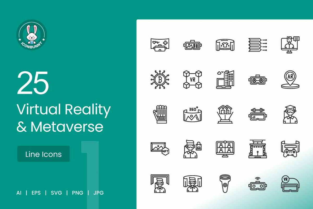 25 Virtual Reality & Metaverse Icons, an Icon by IconBunny
