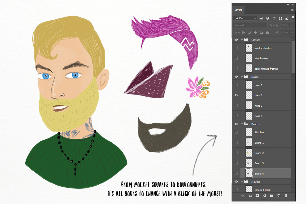 FaceBox Portrait Creator Male, a Person Illustration by Shelly Laslo Illustration (Photo 4 of 4)
