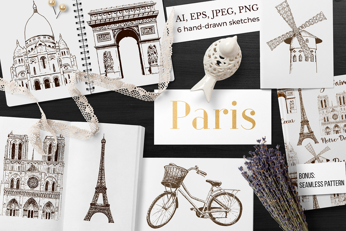 Set of Paris sketches, an Illustration by Everilda (Photo 1 of 5)
