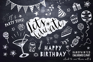 Chalkboard Birthday Party Clipart