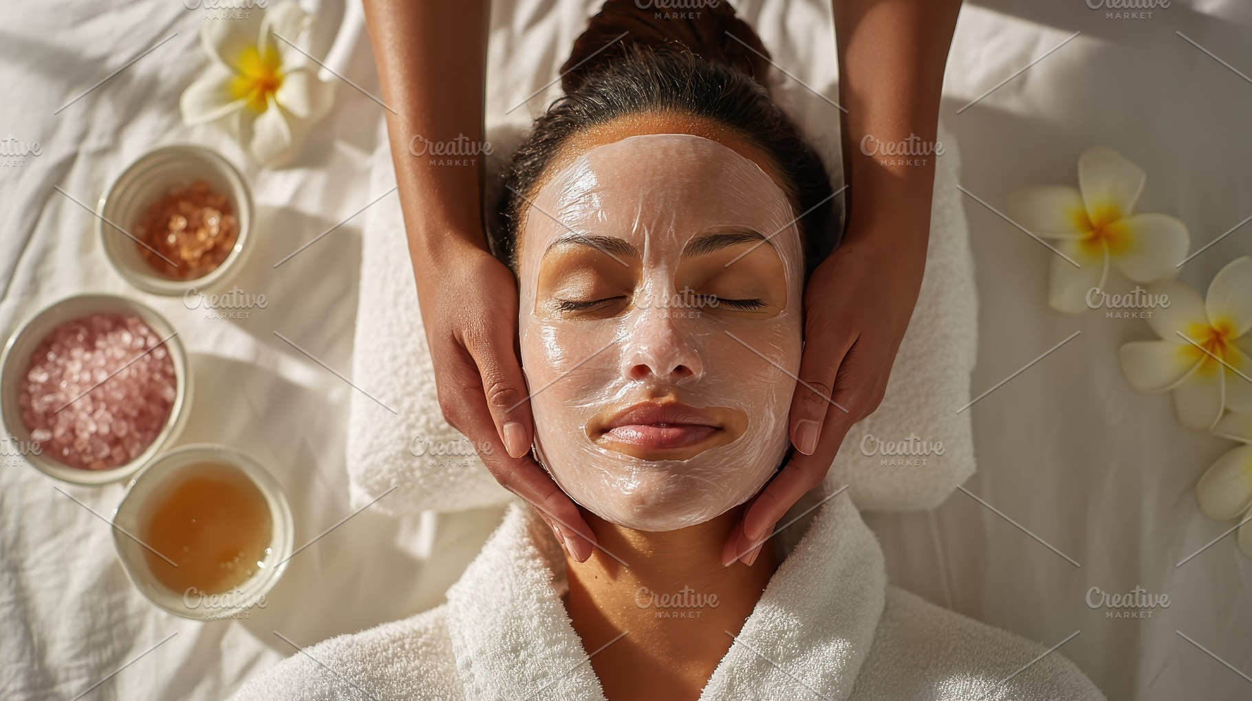 Woman receiving facial treatment rel, a Photo by Pixeness Studio