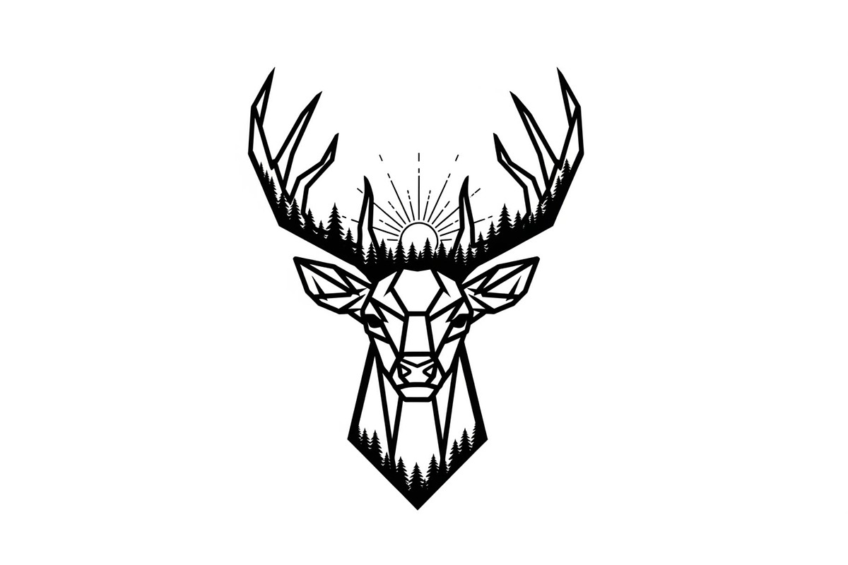 Artistic Geometric Deer Head Bundle, an Illustration by yasushie (Photo 13 of 31)